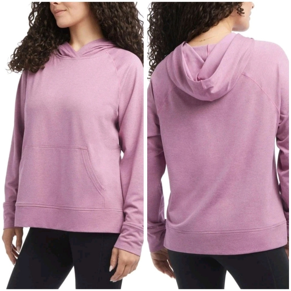 NWT Danskin Pink-Purple Pullover Sweater Hoodie Long Slv Sporty Athletic Gym S